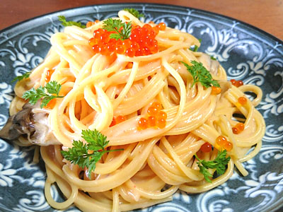 虹の滴のクリームパスタ